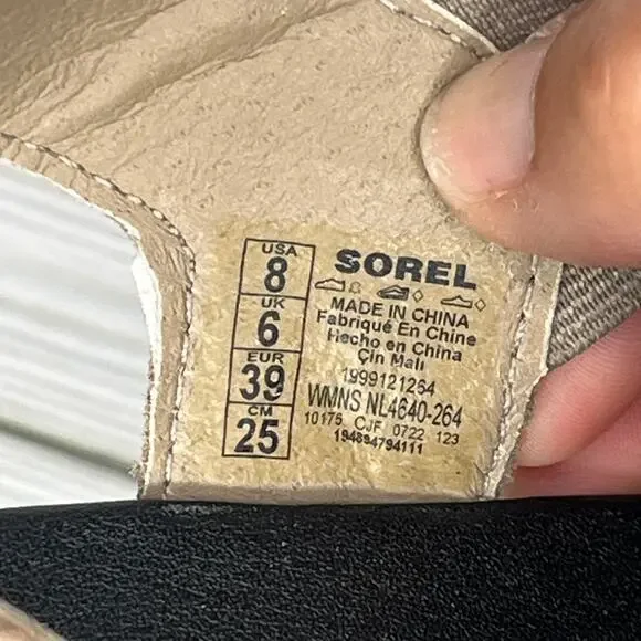 Sorel Cameron Platform Slingback Sandals Taupe Sea Salt Leather Women's Size 8 - Picture 7 of 7